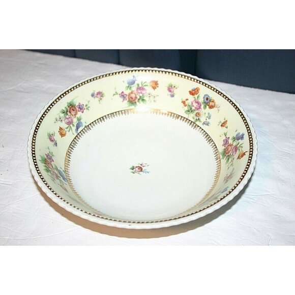 Koenigszelt Silesia Germany scalloped bowls set of 5 flower gold trim dish 5" - Picture 6 of 9